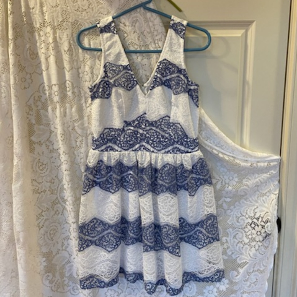 Beautiful white and blue lace dress
